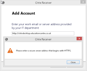 Citrix reciever https error