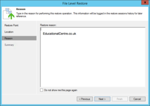 Veeam and Nimble Storage Integration - Restoring from Snapshot - Guest Files - Restore Reason