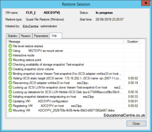 Veeam and Nimble Storage Integration - Restoring from Snapshot - Guest Files - Restore Session 00