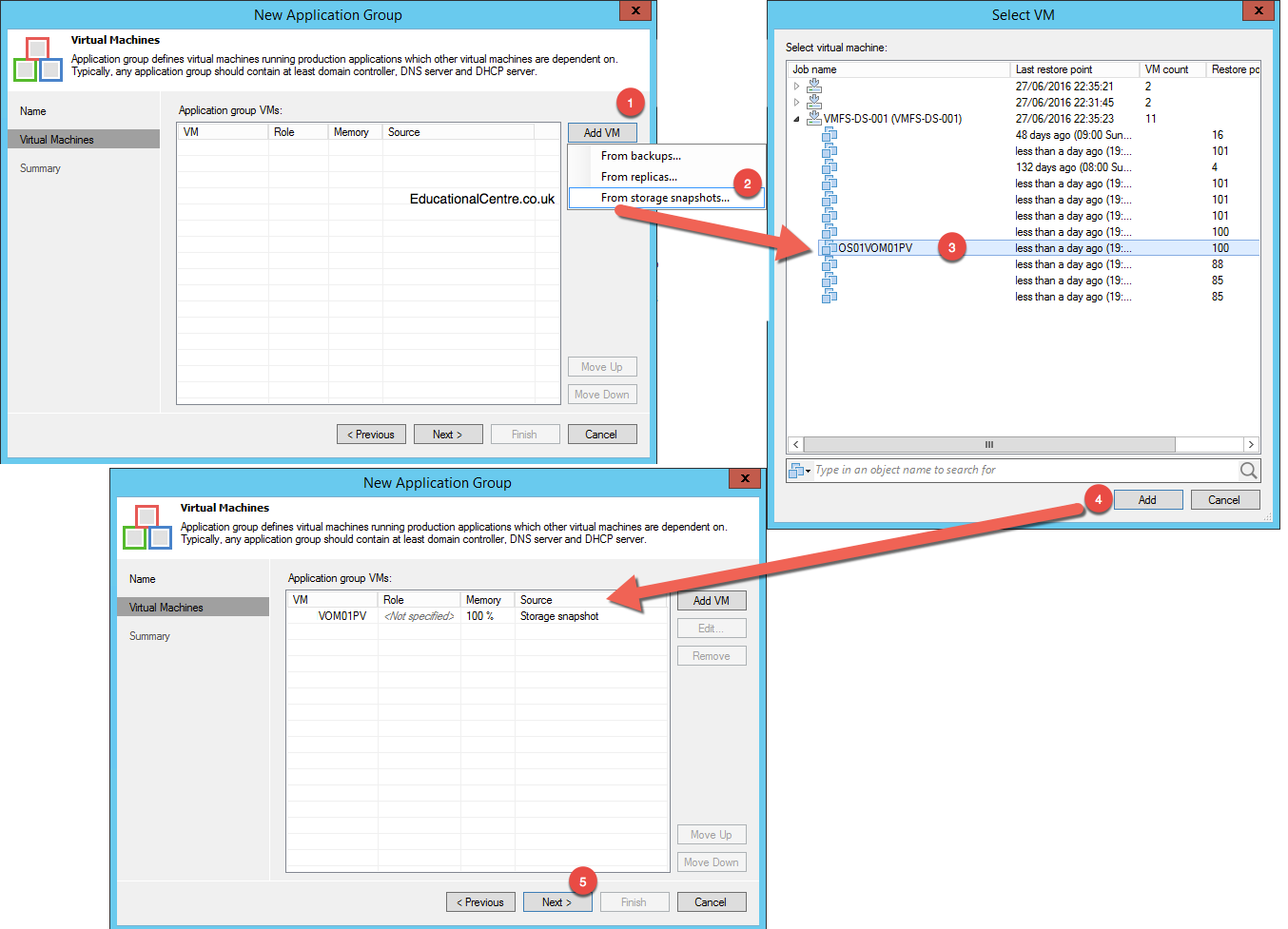 Veeam and Nimble Storage Integration - SureBackup - Application Group - Add VM from Storage Snapshots