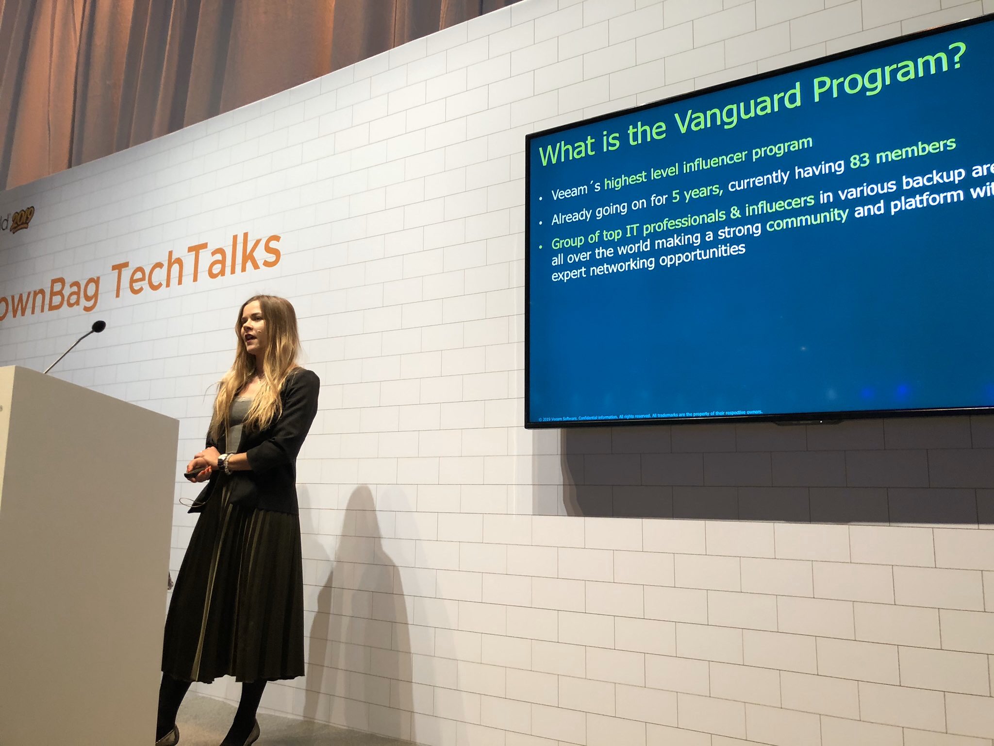 Presenting at VMworld 2019 on the vBrownbag stage, encouraging others to be part of the Veeam communities