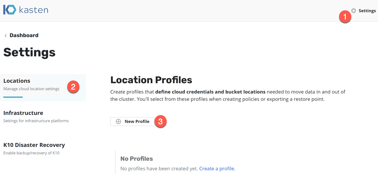 Kasten - Create Location profile