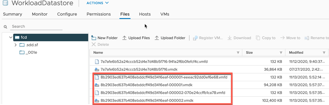Kasten - Policy - vSphere Snapshot - Snapshot files