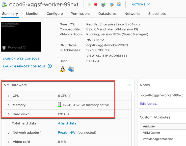 OCP 4.6 worker node