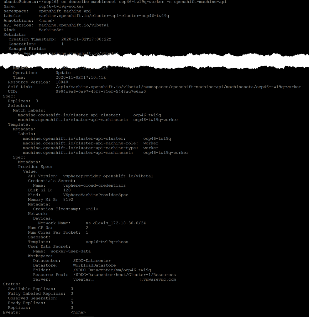oc describe machineset machineset_name -n openshift-machine-api