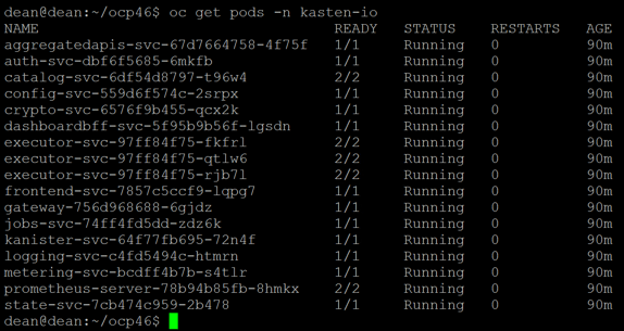 oc get pods -n kasten-io