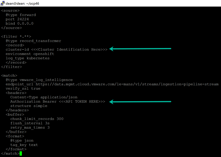 editing the fluentd.conf file