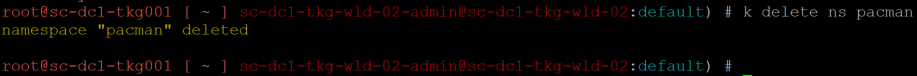 TMC Data Protection - kubectl delete namespace pacman