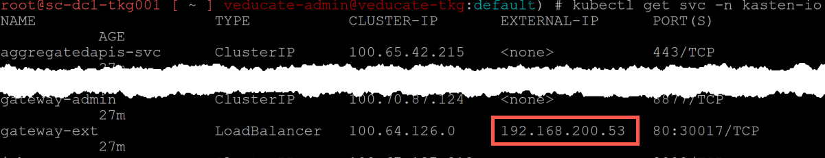 kubectl get svc -n kasten-io