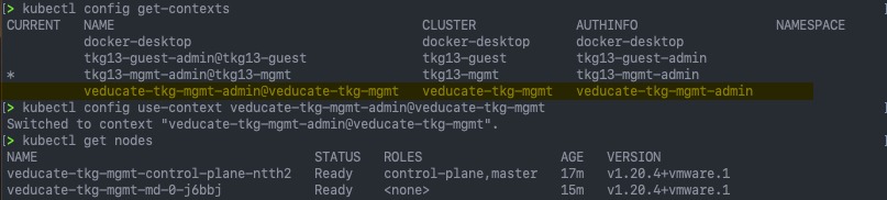 Deploy Management cluster to Azure - kubectl config get contexts - kubectl config use-context