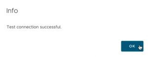 vROps TMC Integration - Add Account in vROPs - New Account - Test Connection Successful