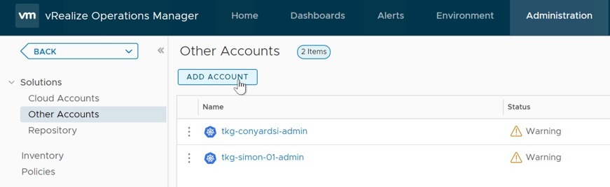 vROps TMC Integration - Add Account in vROPs