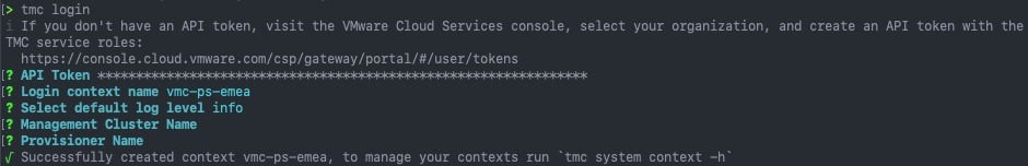 Access your cluster - tmc login