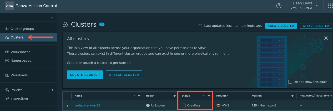 TMC - Clusters - Cluster Creating