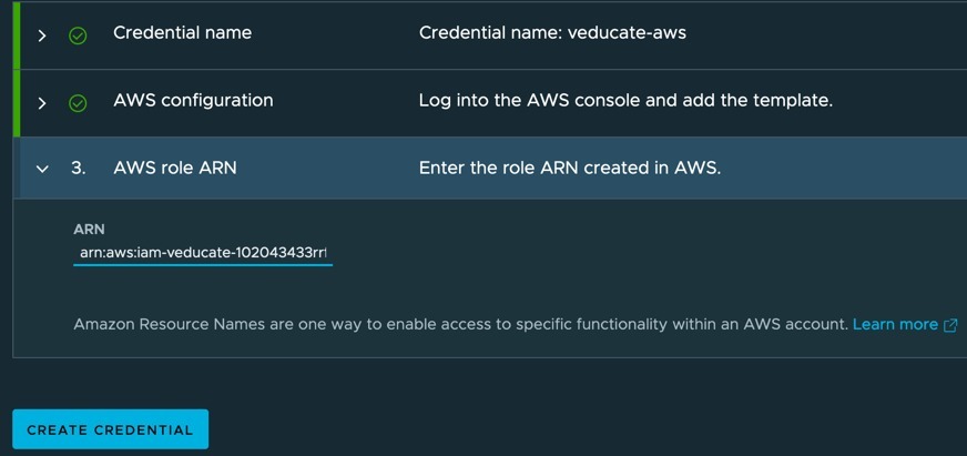 TMC - Create AWS cluster lifecycle management provider credential - AWS role ARN