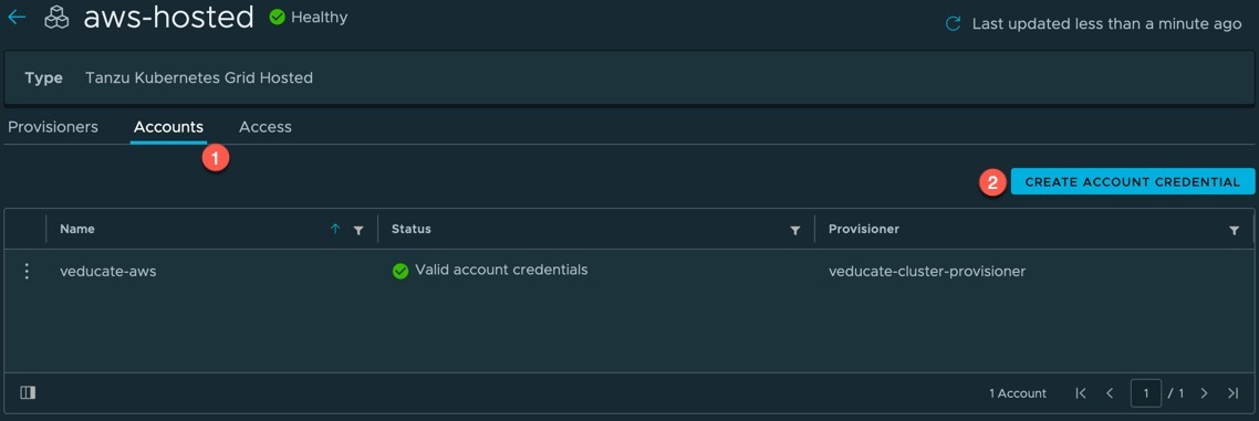 TMC - aws-hosted - accounts - create account credential