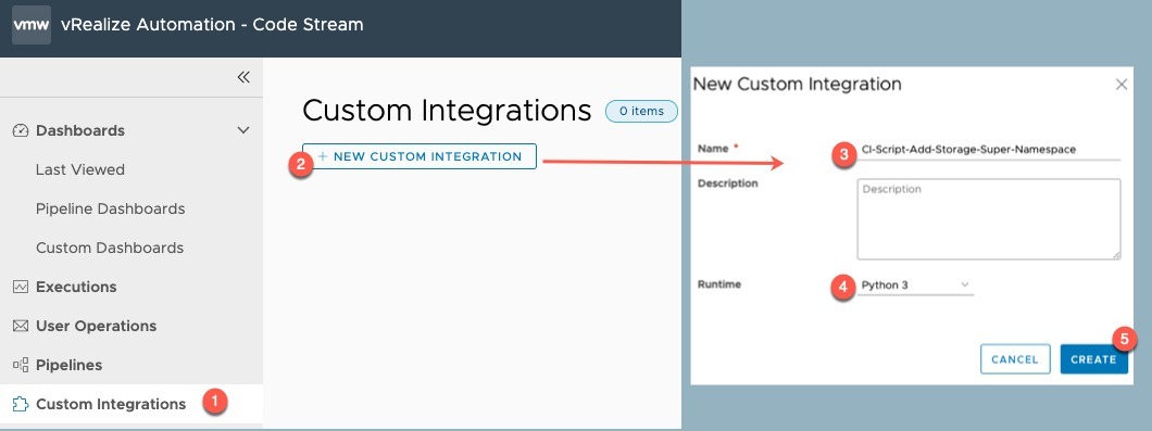 vRA Deploy Tanzu Guest Cluster - Code Stream - Create Custom Integration