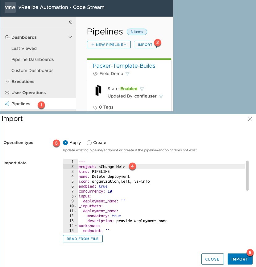 vRA Deploy Tanzu Guest Cluster - Code Stream - Import Pipeline - Delete Deployment