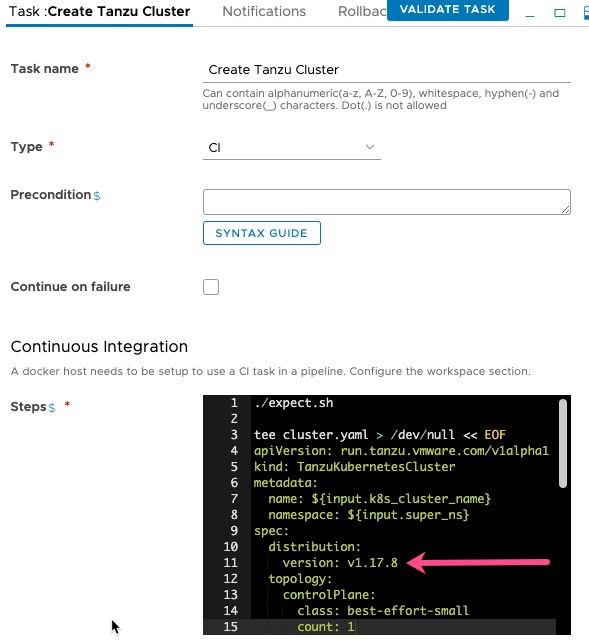 vRA Deploy Tanzu Guest Cluster - Code Stream - Pipeline - Deploy Tanzu Cluster - Create Supervisor Namespace - Create Tanzu Cluster