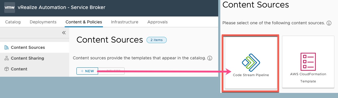 vRA Deploy Tanzu Guest Cluster - Service Broker - Create new Content Source