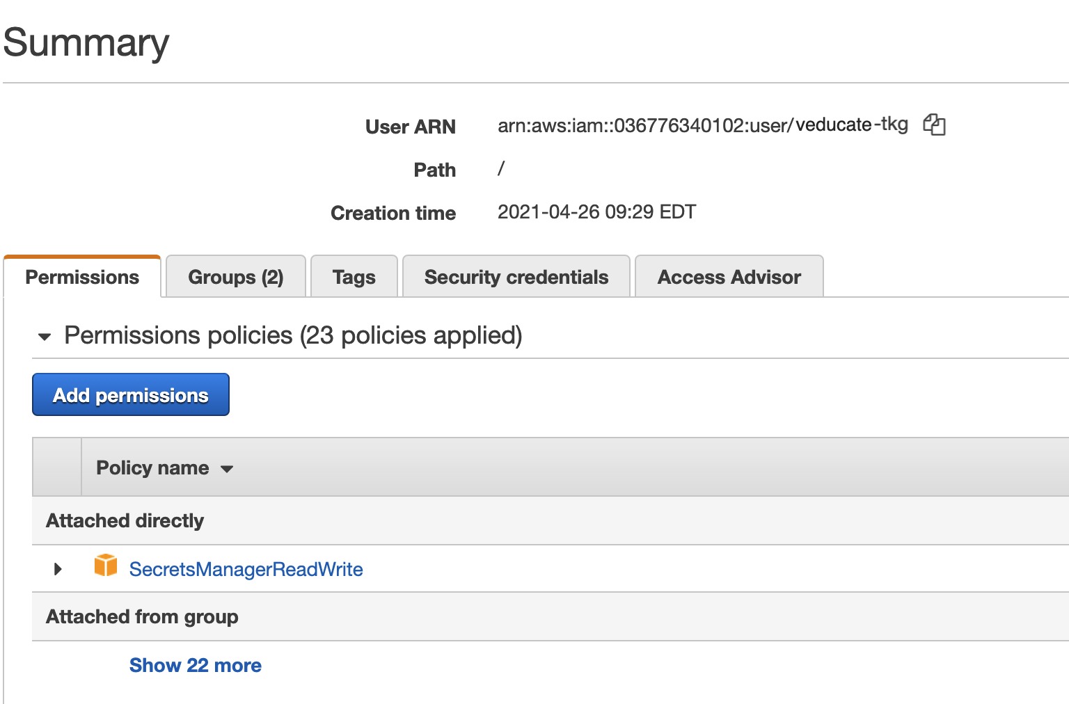 TKG AWS ARN Access - Add Secrets Manager