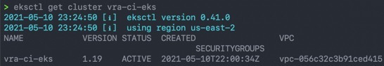 eksctl get cluster