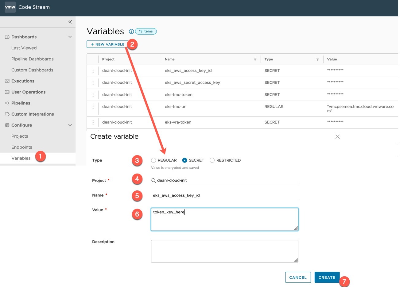 vRA EKS - Create variables
