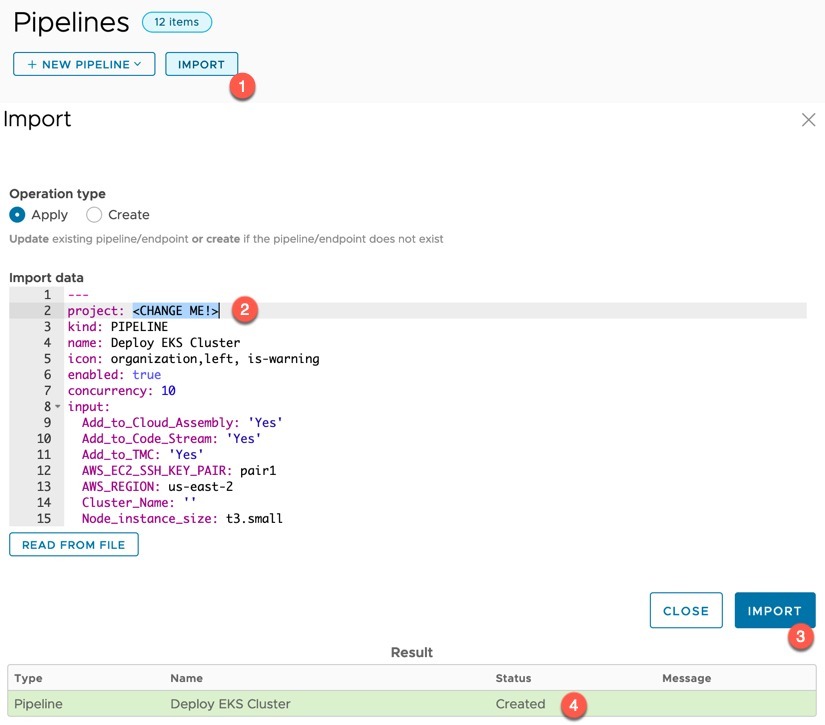 vRA EKS - Import pipeline