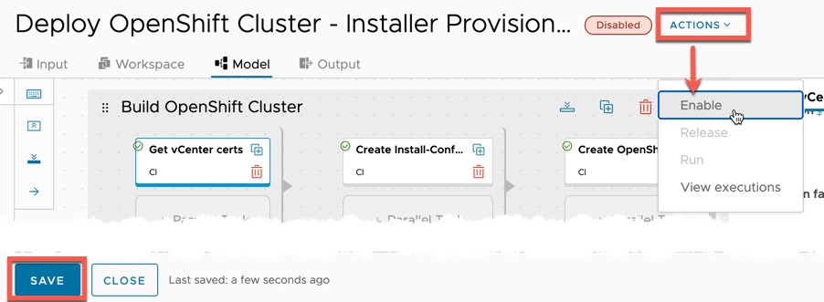 vRA Deploy Openshift - Code Stream - Enable Pipeline