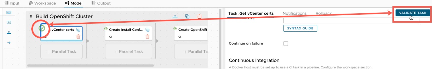 vRA Deploy Openshift - Code Stream - Model - Validate Task