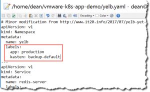 Application deployment with kasten label