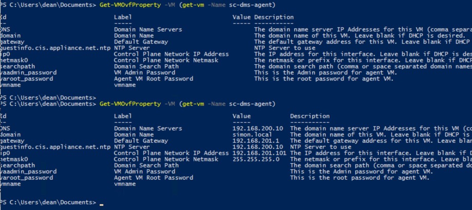 Get-VMOvFProperty output