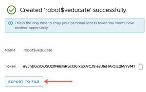 Harbor - export robot account