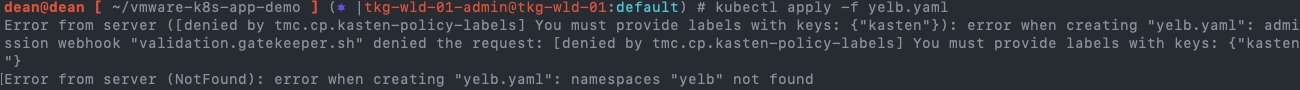 kubectl apply yelb fails