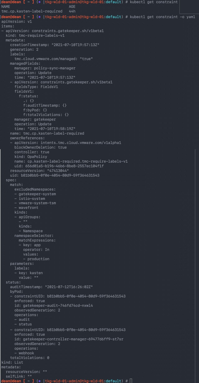 kubectl get contraint
