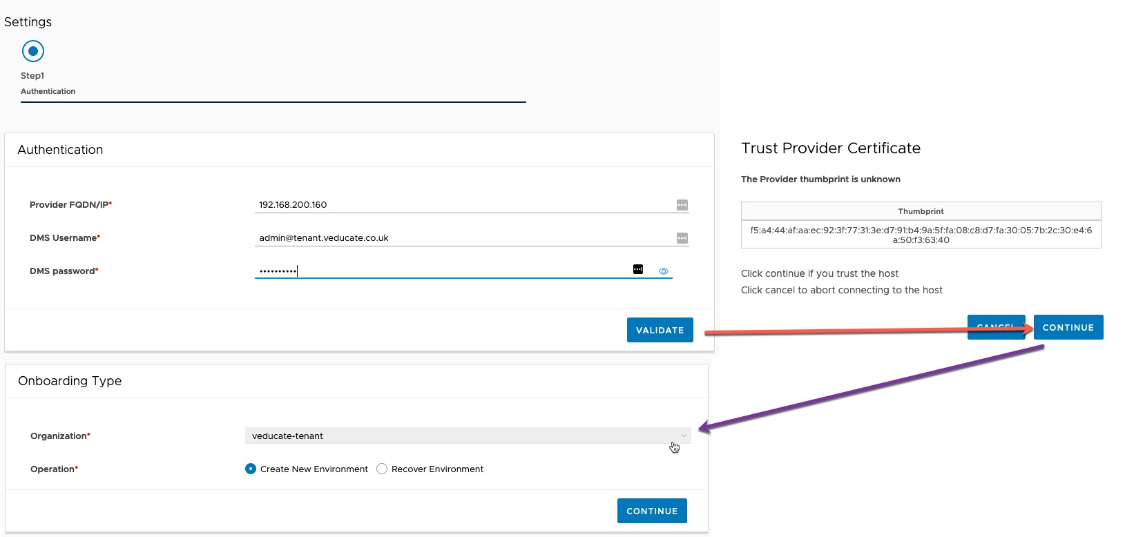 Data Management for Tanzu - Agent onboarding - Authenication - Onboarding Type