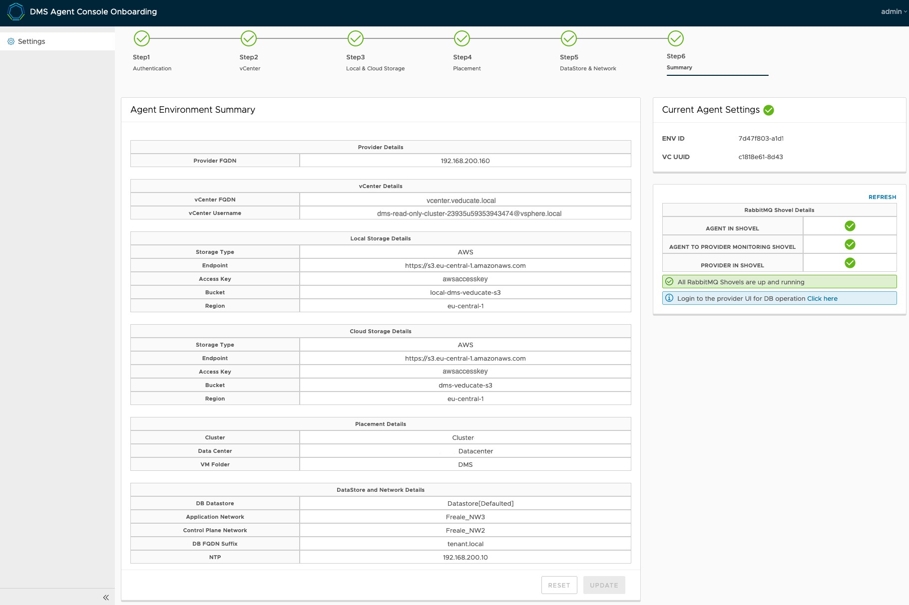 Data Management for Tanzu - Agent onboarding - Summary - Configuration Completed