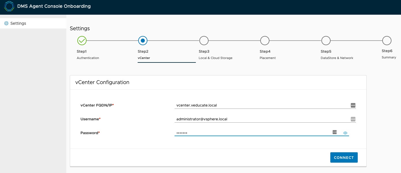 Data Management for Tanzu - Agent onboarding - vCenter Configuration