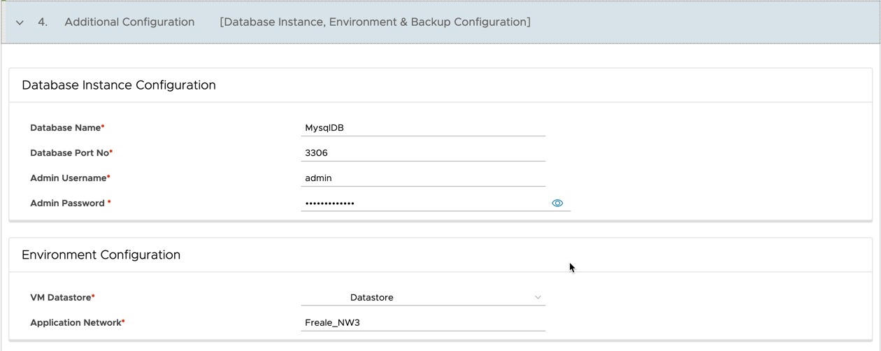 Data Management for Tanzu - Org User - Create Database - Additional Configuration