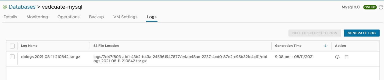 Data Management for Tanzu - Org User - Logs