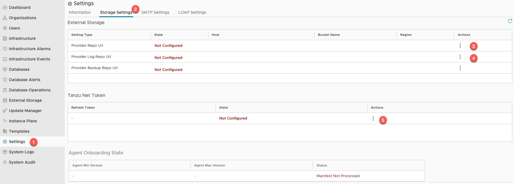 Data Management for Tanzu - Storage Settings