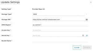 Data Management for Tanzu - Storage Settings - External Storage
