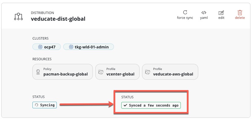 K10 Multi-Cluster - Global Policies - Configure Distribution Policy - Status