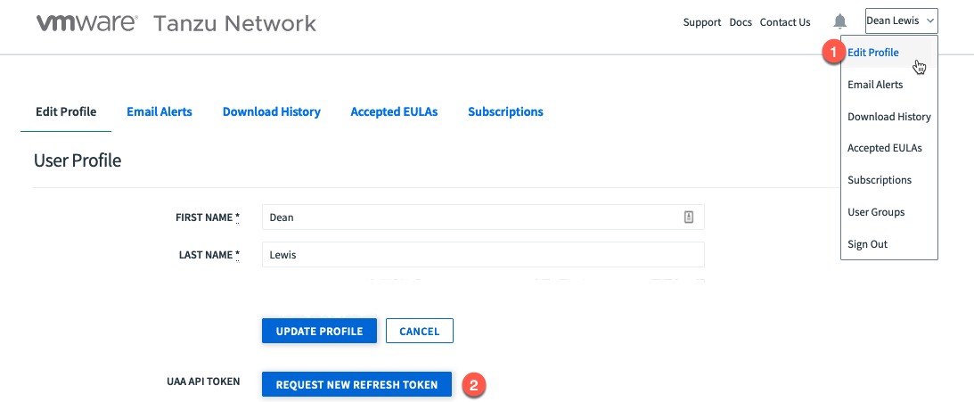 Tanzu Network - UAA API TOKEN - Request New Refresh Token