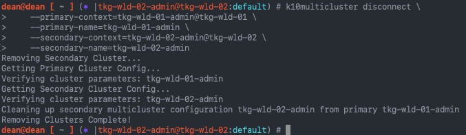 k10multi-cluster disconnect
