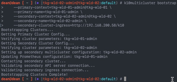 k10multicluster bootstrap