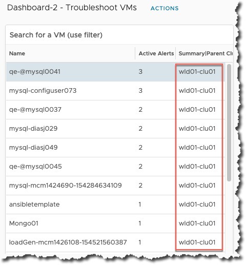 vROPs - Dashboard Interaction - Navigate to another dashboard - Filtered target widget