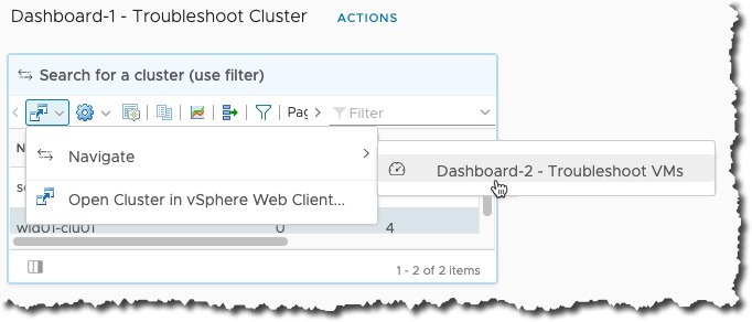 vROPs - Dashboard Interaction - Navigate to another dashboard - Select Dashboard
