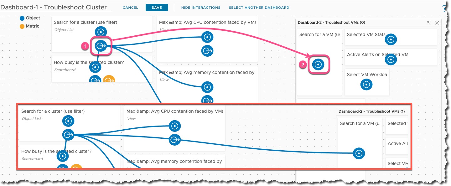 vROPs - Dashboard Interaction - Show Interactions - Select another dashboard - Create interaction