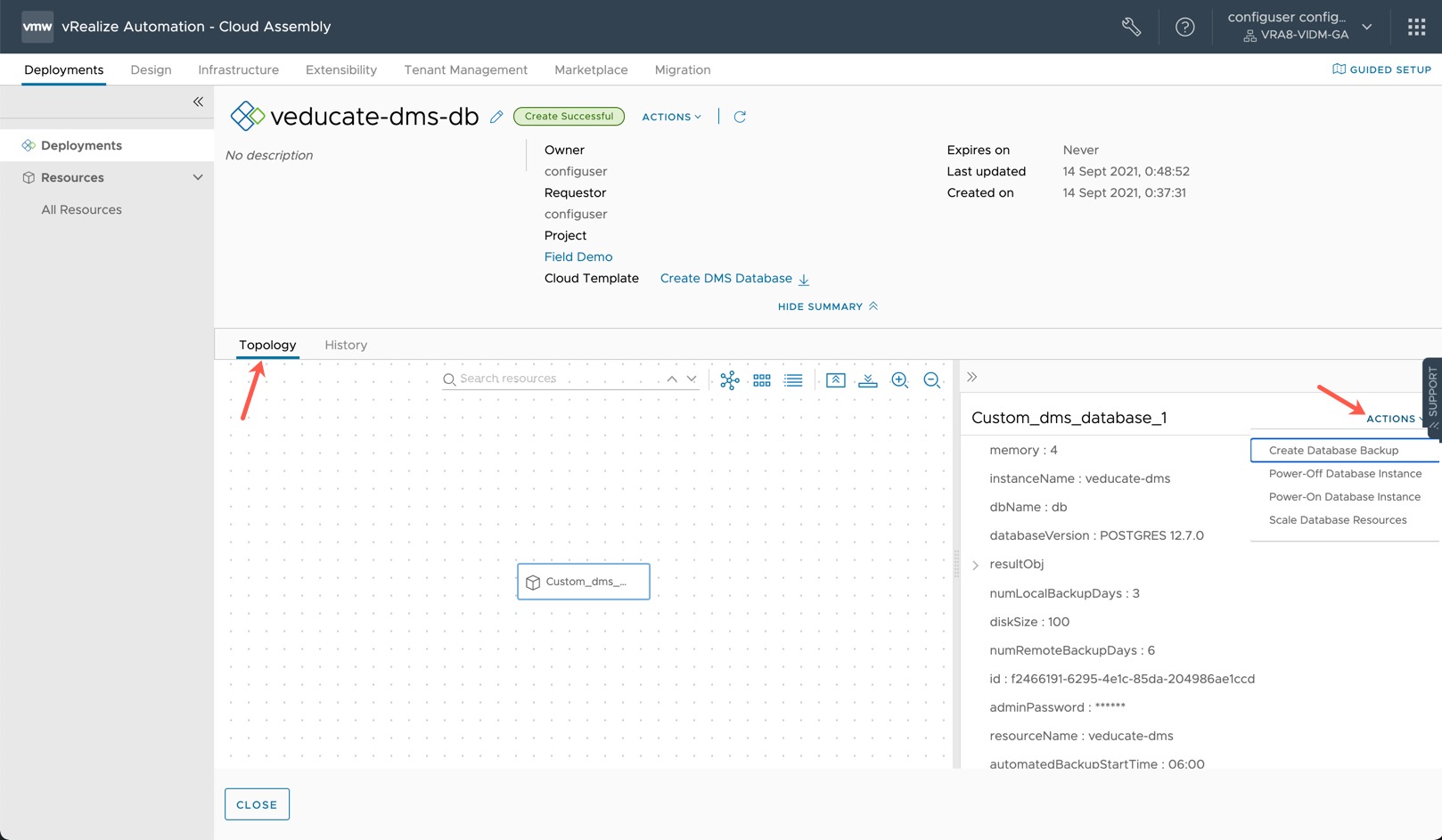 DMS - Create DB operation Completed